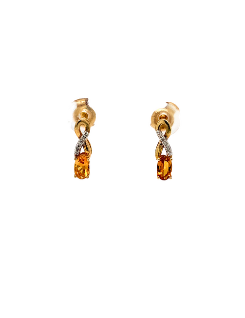 10KT Yellow Gold Citrine Diamond Earrings