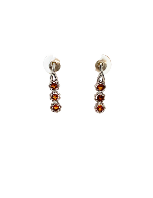 10KT White Gold Citrine Diamond Earrings