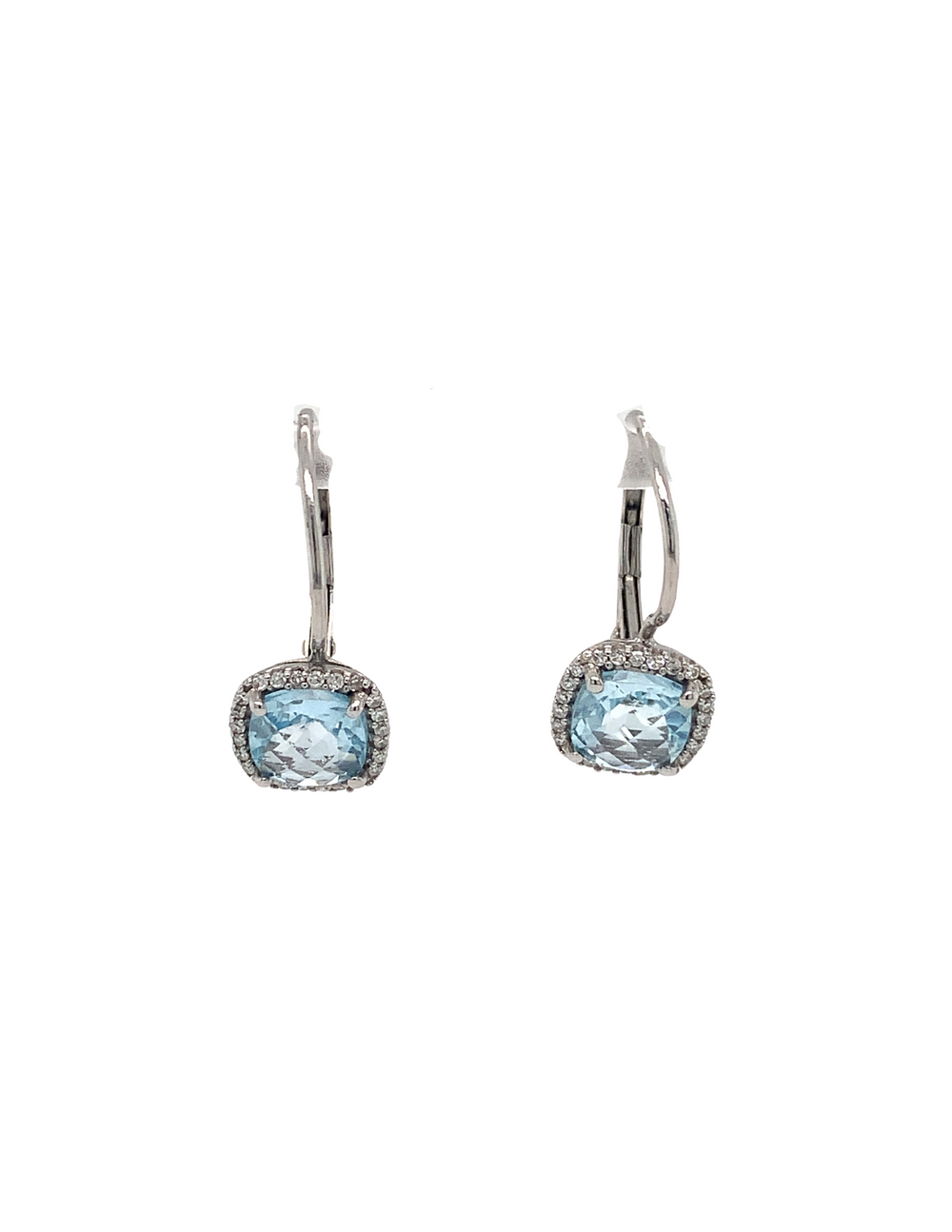 14KT White Gold Sky Blue Topaz Diamond Earrings