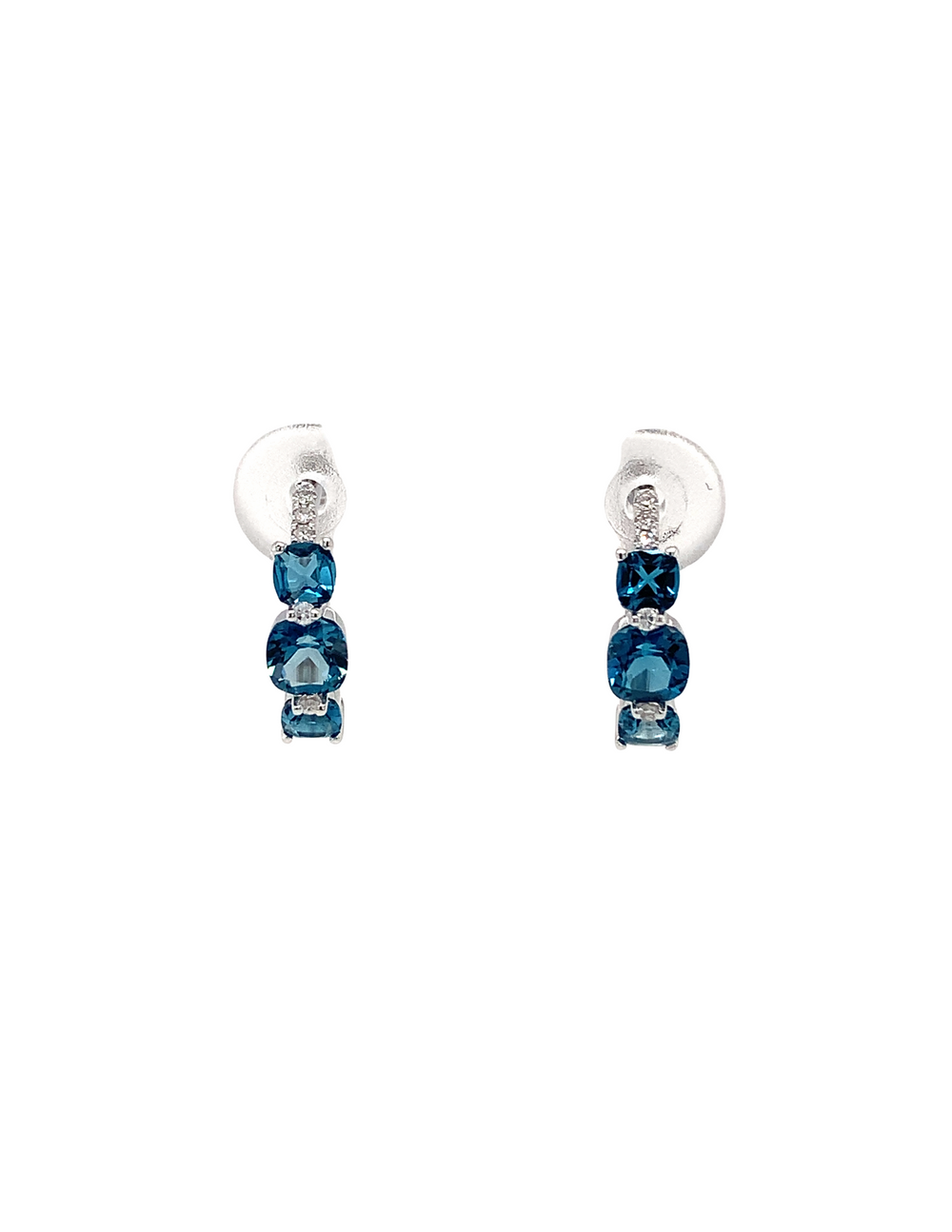 14KT White Gold London Blue Topaz Diamond Earrings