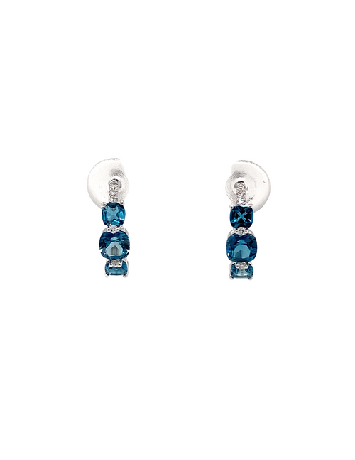 14KT White Gold London Blue Topaz Diamond Earrings