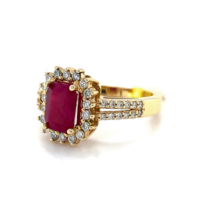 14KY Ruby and Diamond Halo Ring