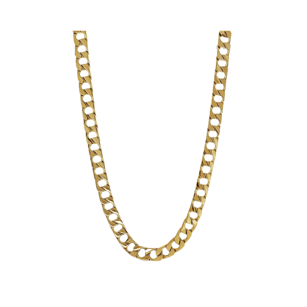 Italgem Stainless Steel Gold Plated Flat Curb Necklace