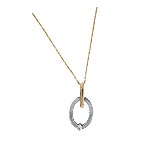 10kt Yellow Gold with Sterling Silver CZ Fancy Pendant