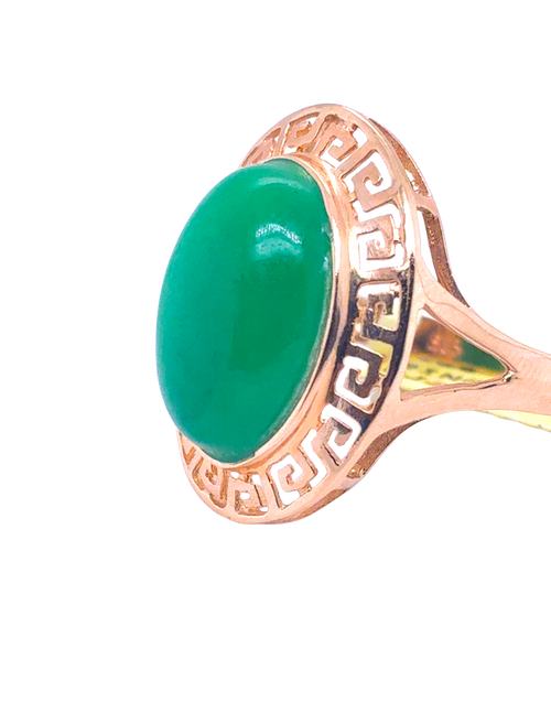 14kt Yellow Gold 14X10MM  Jade Ring
