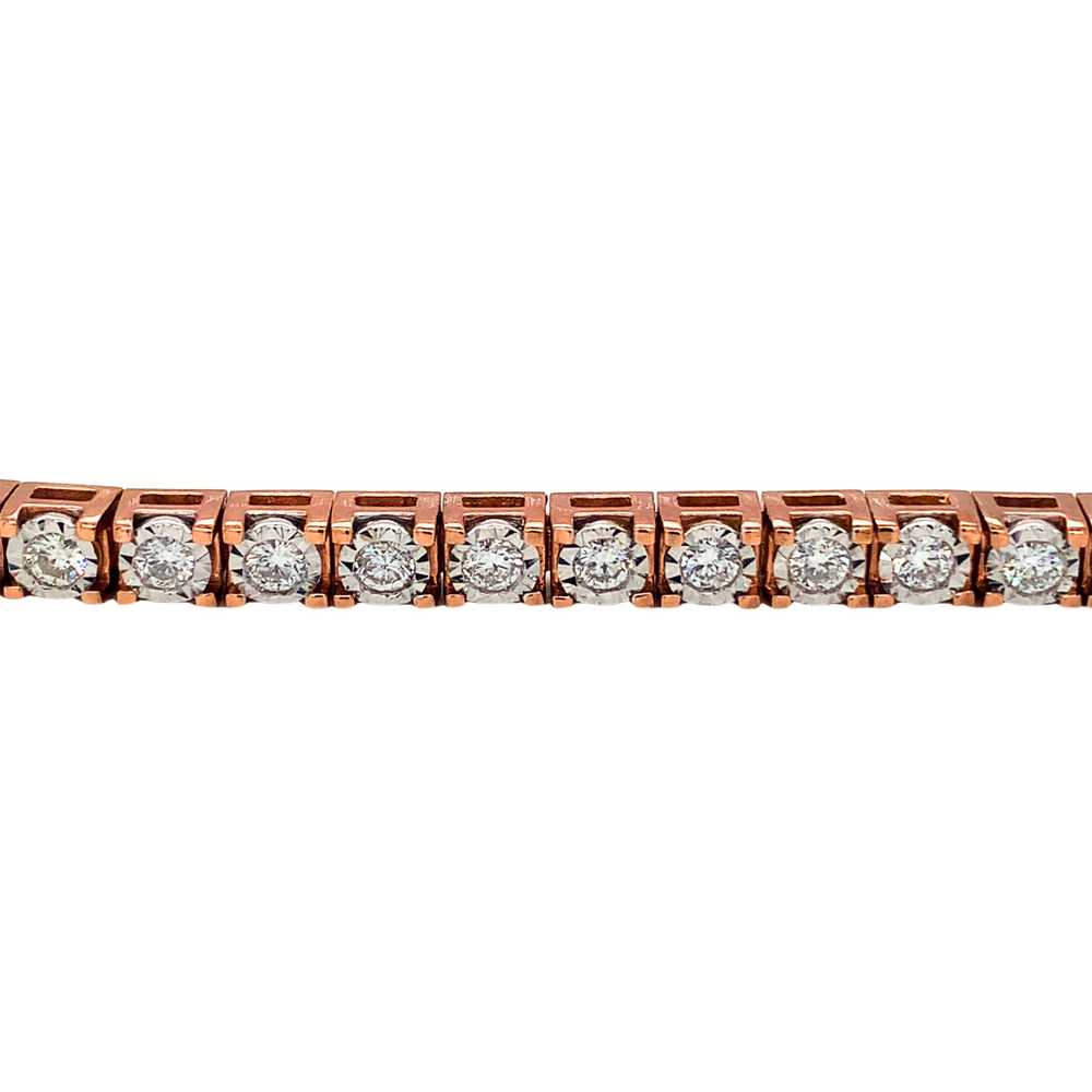 10KT Rose Gold Natural Diamond 2ct TW Tennis Bracelet