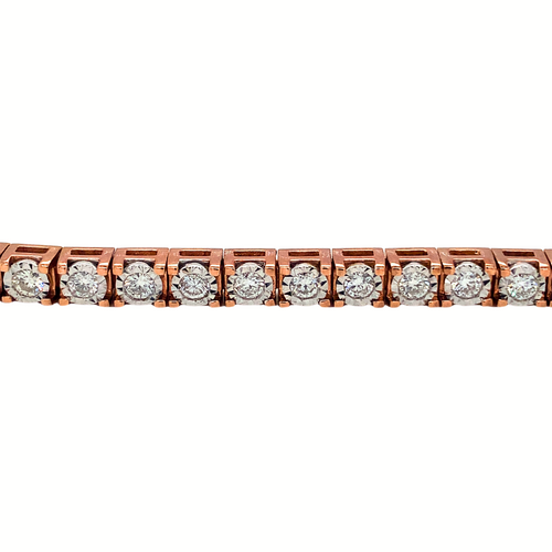 10KT Rose Gold Natural Diamond 2ct TW Tennis Bracelet