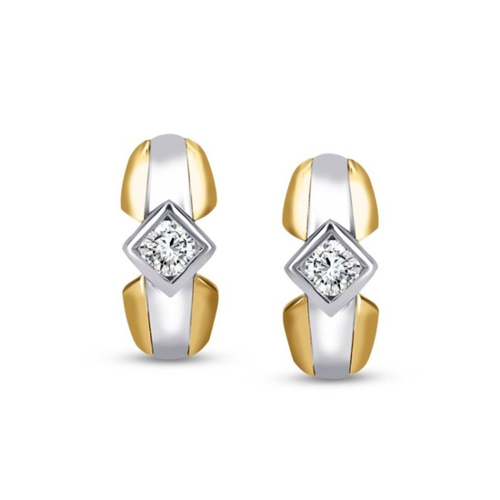 Gold Vermeil Sterling Silver .20TW Lab Grown Round Brilliant Fancy Stud Earrings