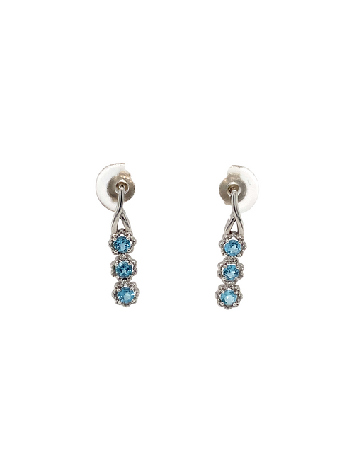 10KT White Gold Blue Topaz Diamond Earrings