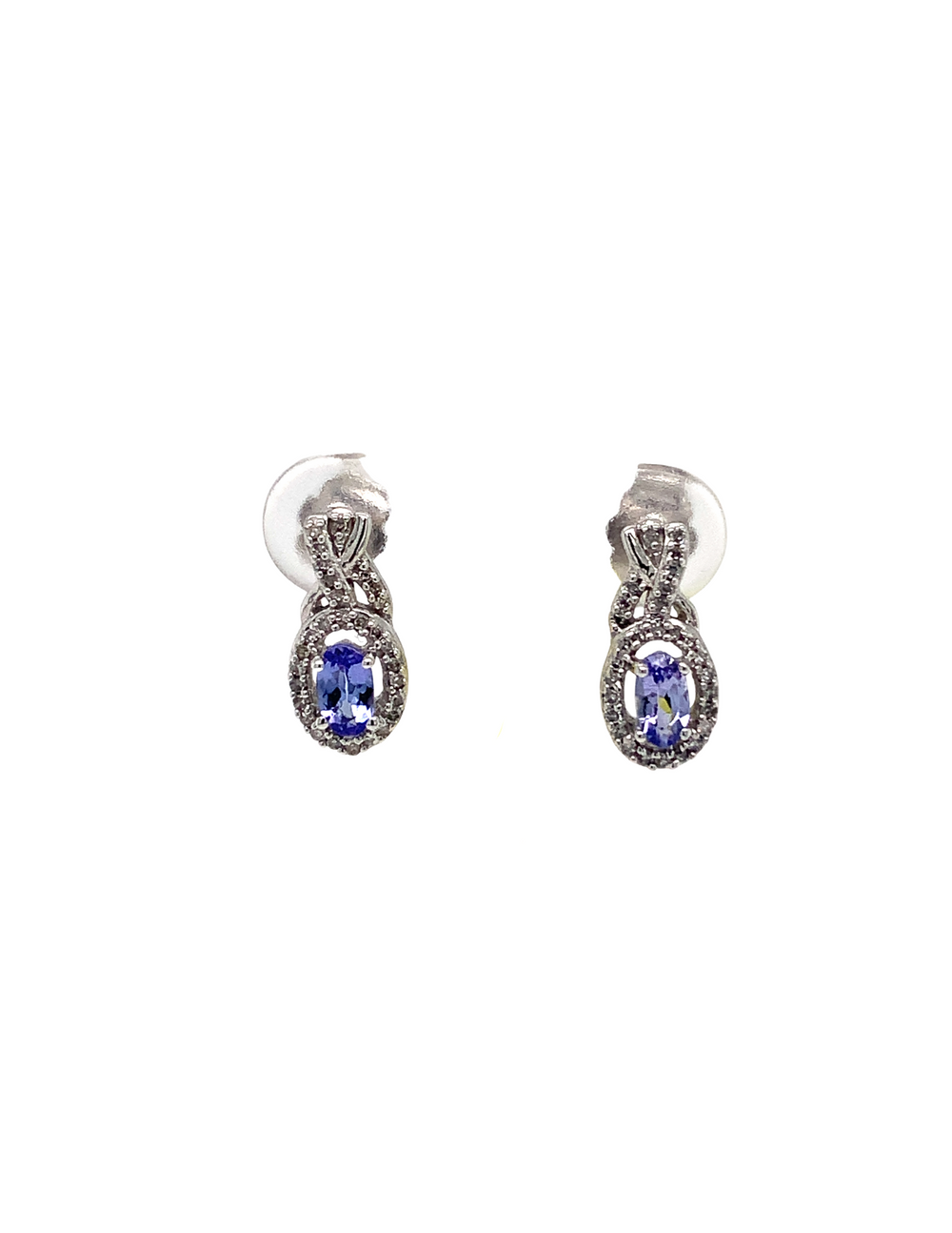 10KT White Gold Tanzanite Diamond Earrings