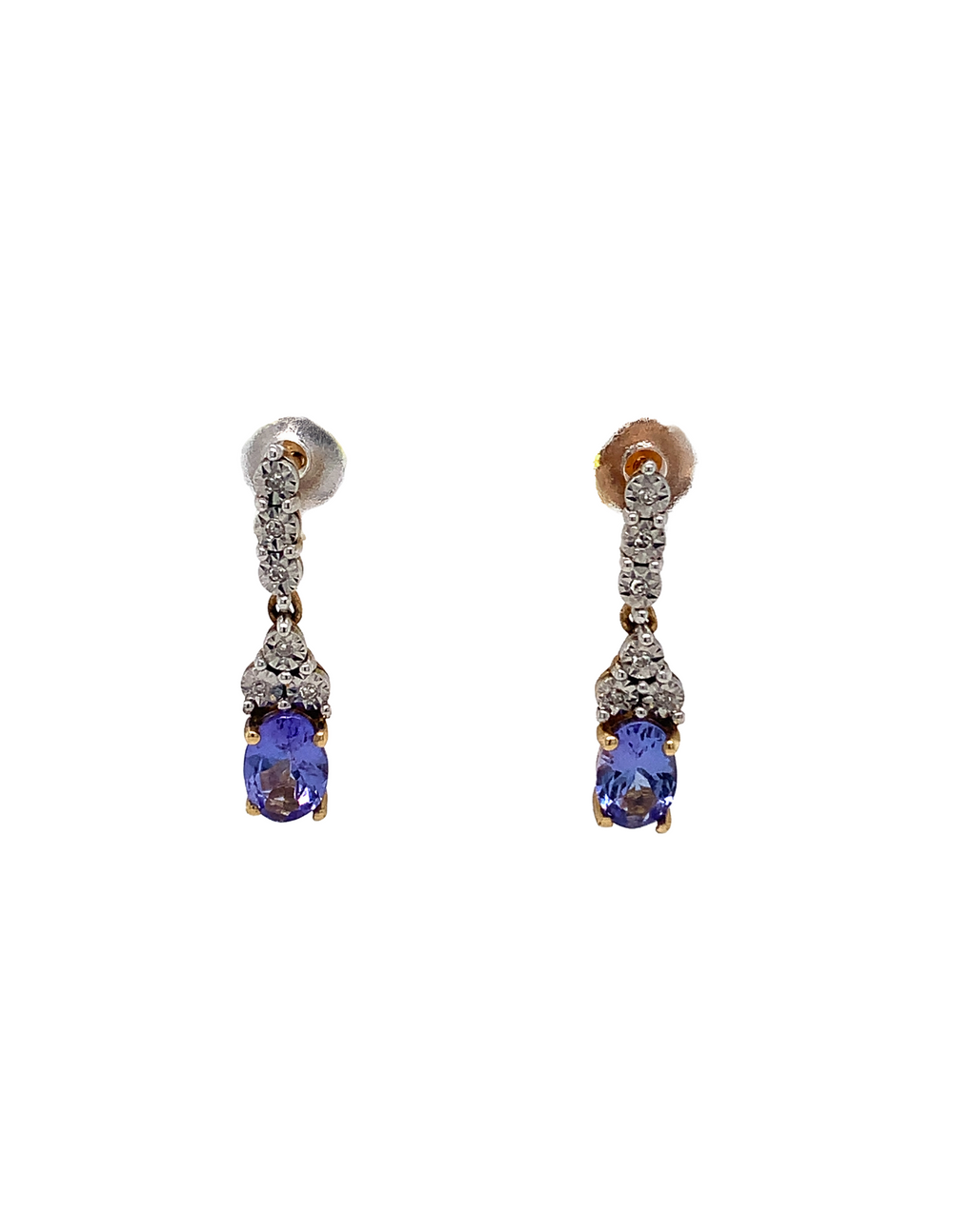 10kt Yellow Gold Tanzanite Diamond Earrings
