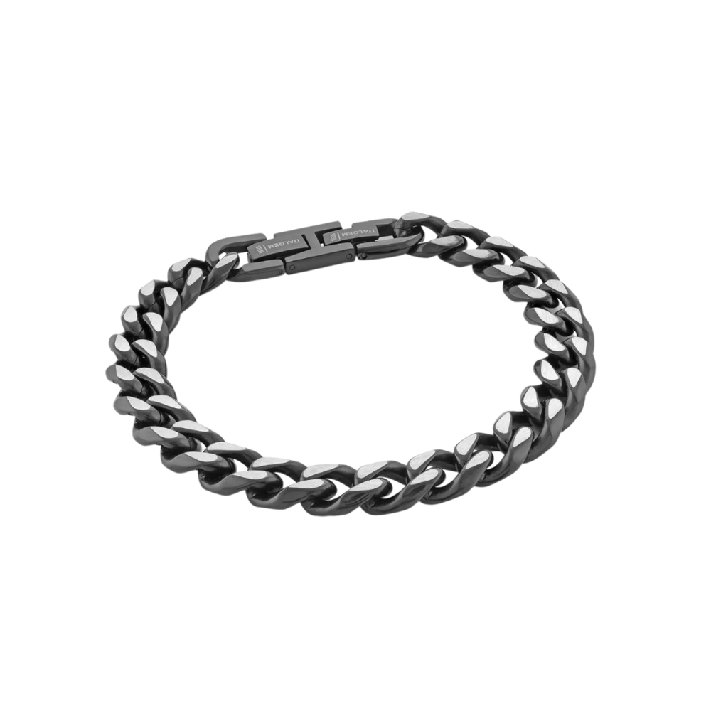 Italgem Stainless Steel Black Curb Bracelet