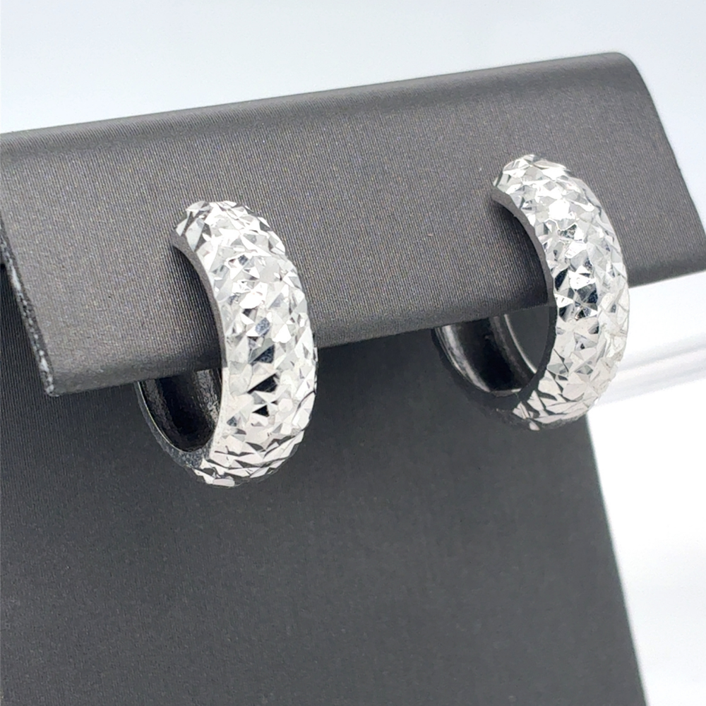 10kt White Gold Fancy Huggies Earrings