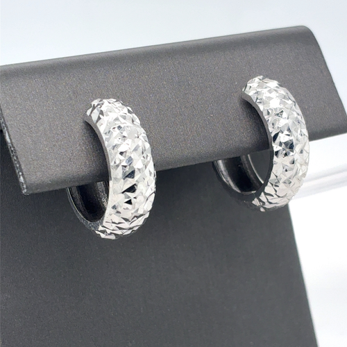 10kt White Gold Fancy Huggies Earrings