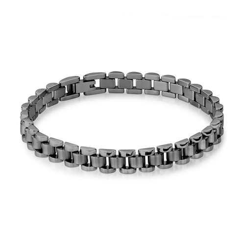 Italgem Stainless Steel Gun Metal IP Link Bracelet