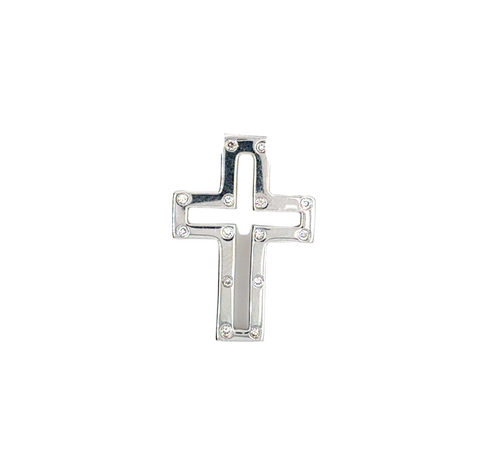 10kt White Gold CZ Cross Charm