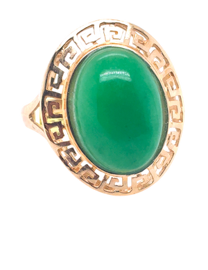14kt Yellow Gold 14X10MM  Jade Ring