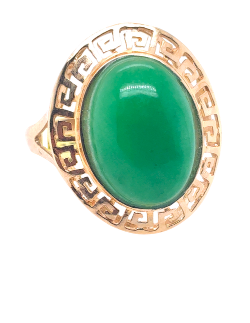 14kt Yellow Gold 14X10MM  Jade Ring