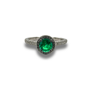 10KW Emerald and Diamond Halo Ring