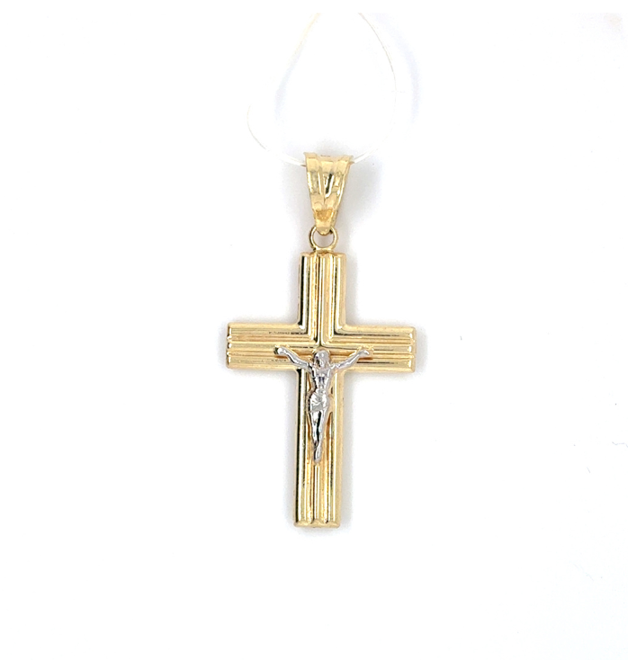 10kt Two Tone Crucifix Pendant