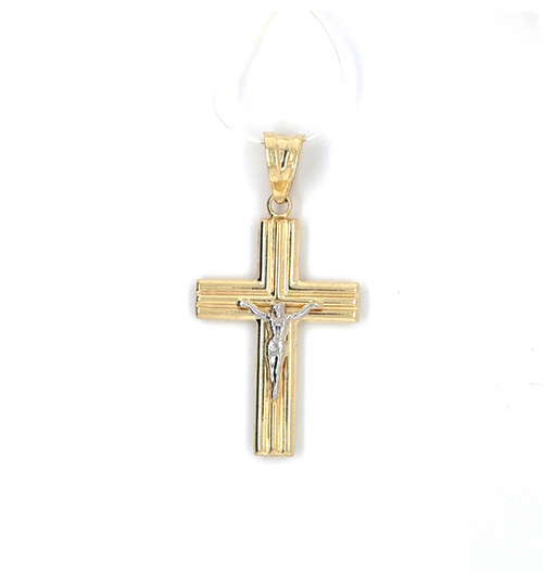 10kt Two Tone Crucifix Pendant