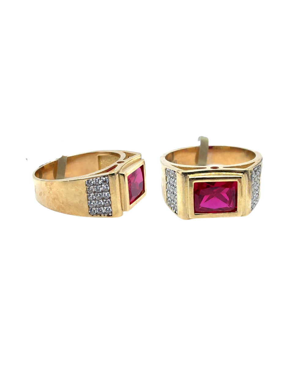 10kt Yellow Gold Fancy Red CZ Ring