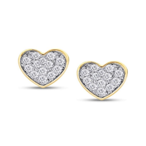 Gold Vermeil Sterling Silver .30TW Lab Grown Round Brilliant Heart Stud Earrings