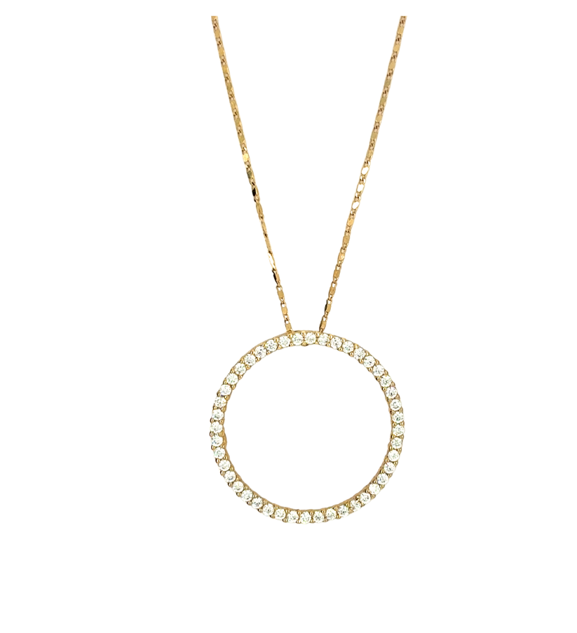 10kt Yellow Gold CZ Circle of Life Pendant