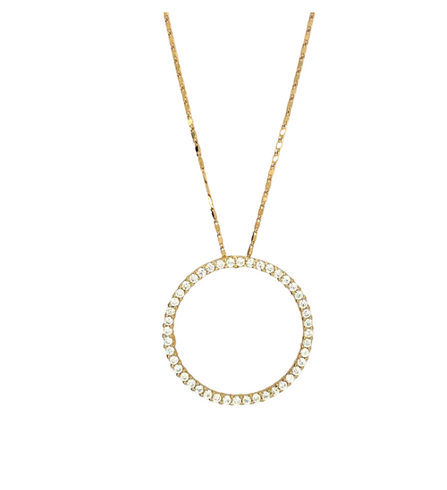 10kt Yellow Gold CZ Circle of Life Pendant