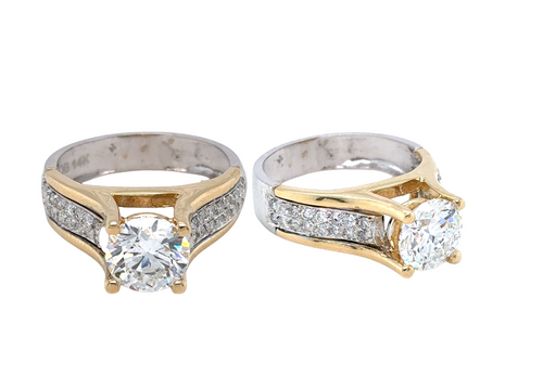 14kt Two Tone Lab Grown 1.71 + .33ct RBC Diamond Ring