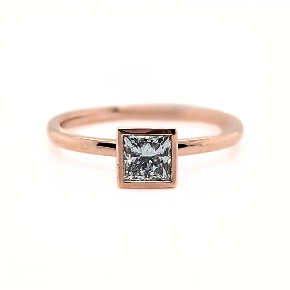 14kt Rose Gold 0.53 TDW Bezel Set Princess Cut Lab Grown Diamond Ring
