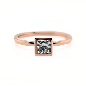14kt Rose Gold 0.53 TDW Bezel Set Princess Cut Lab Grown Diamond Ring