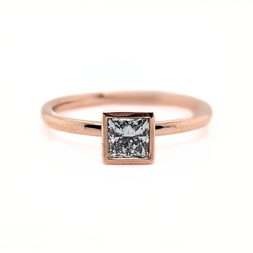 14kt Rose Gold 0.53 TDW Bezel Set Princess Cut Lab Grown Diamond Ring