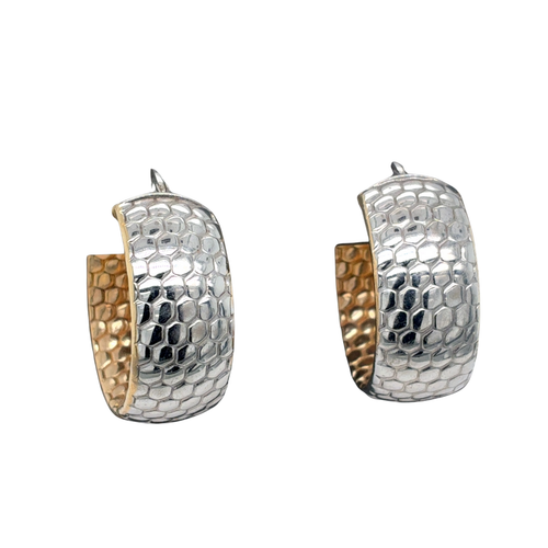 10kt Two-tone Gold Diamond Cut Hoops