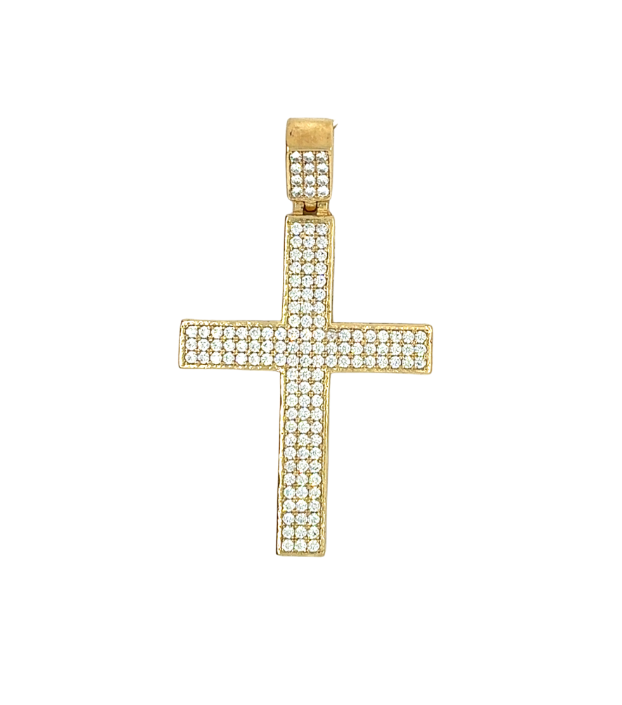 10kt Yellow Gold CZ Cross Pendant