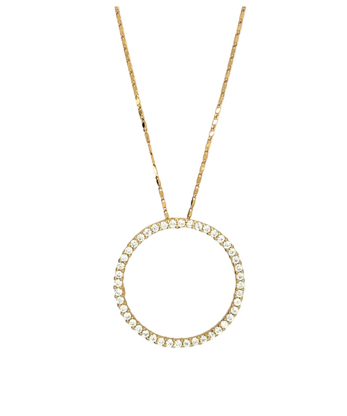 10kt Yellow Gold CZ Circle of Life Pendant