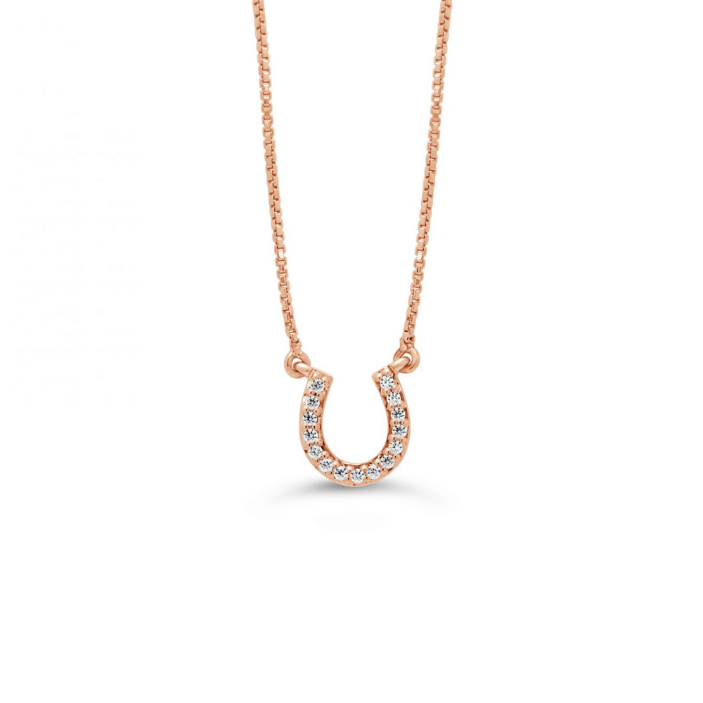 10kt Rose Gold Diamond Horseshoe Pendant