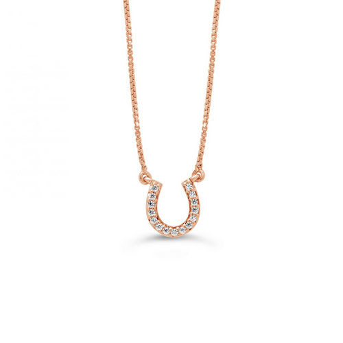 10kt Rose Gold Diamond Horseshoe Pendant