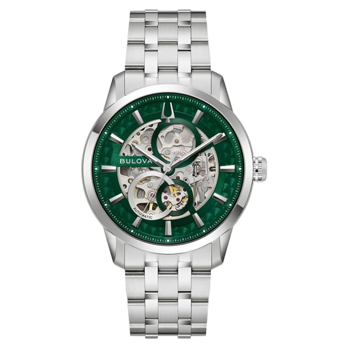 Bulova Skeleton Sutton Stainless Steel Watch 96A329
