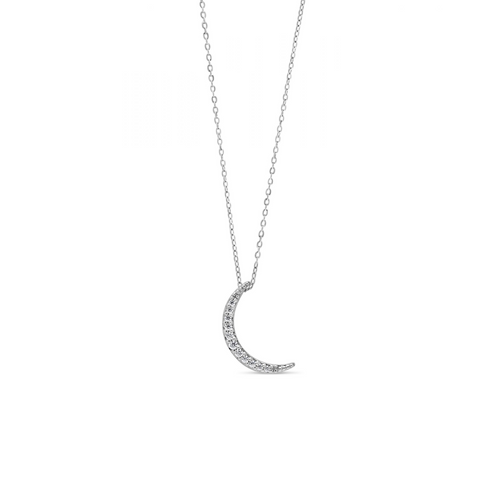 10kt White Gold Pavé Diamond Moon Pendant