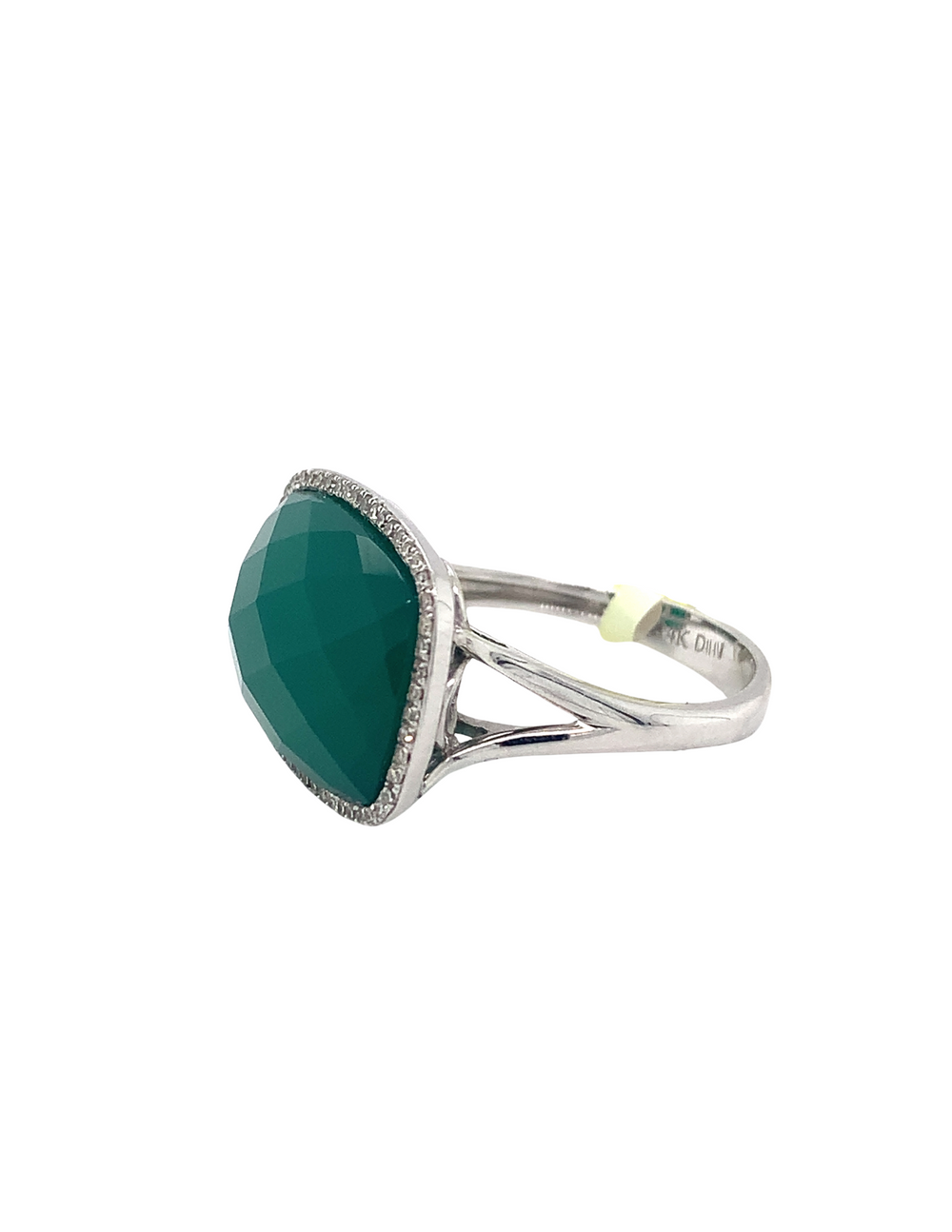 14kt White Gold Jade + Diamond Ring