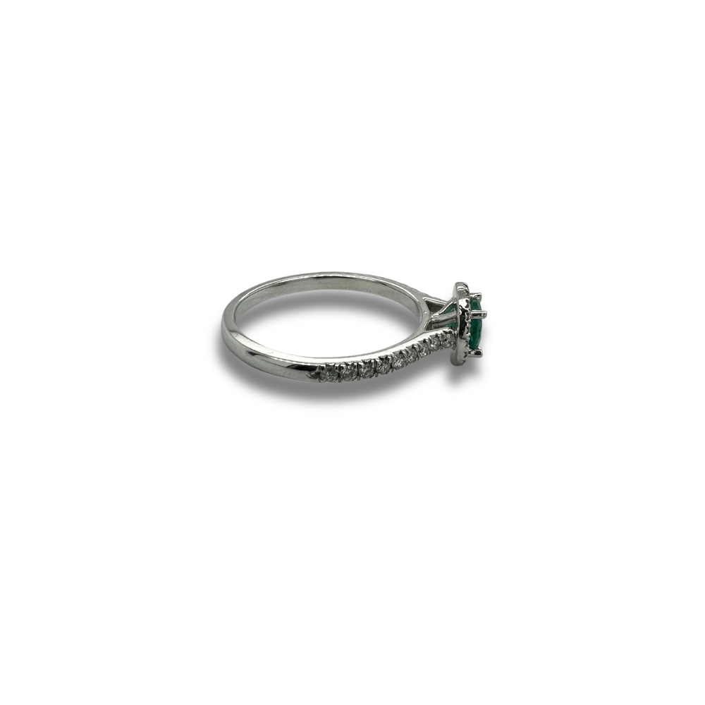 10KW Emerald and Diamond Halo Ring
