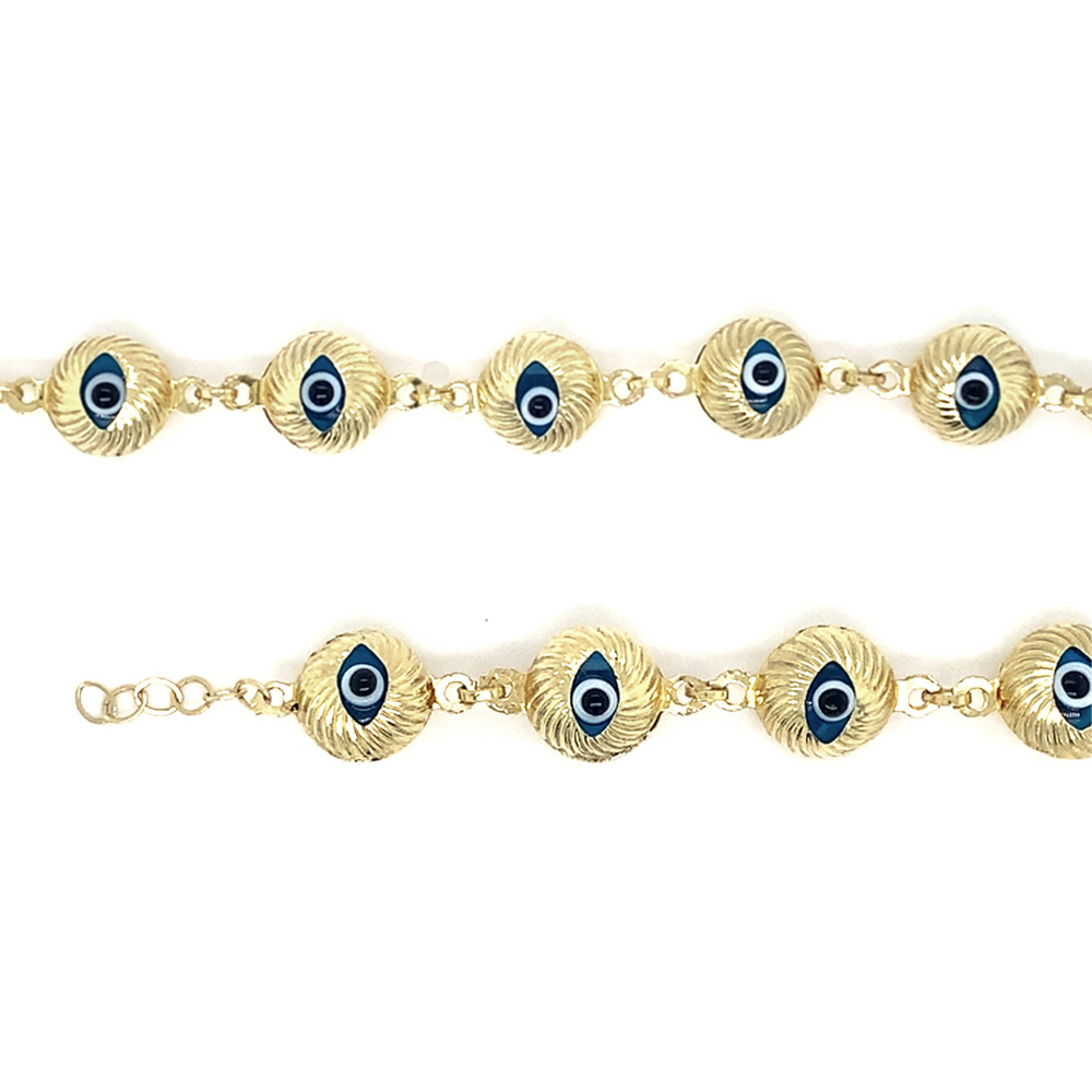 10kt Yellow Gold 7.5inch 9mm Fancy Eye Bracelet