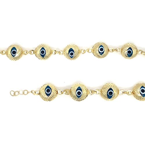 10kt Yellow Gold 7.5inch 9mm Fancy Eye Bracelet