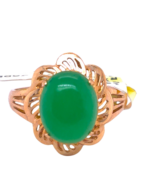 14kt Yellow Gold 10X8MM Jade Ring