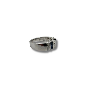 14K White Gold  Sapphire and Diamond Band