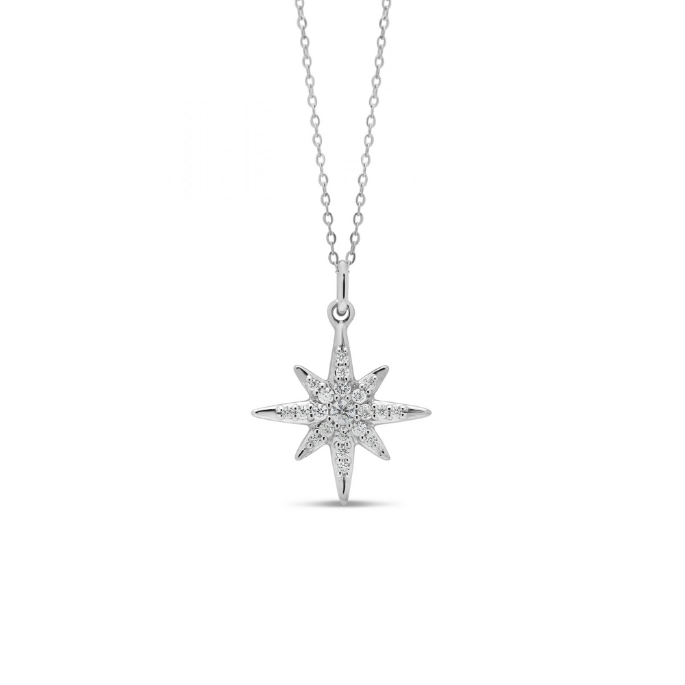 10kt White Gold Diamond North Star Pendant
