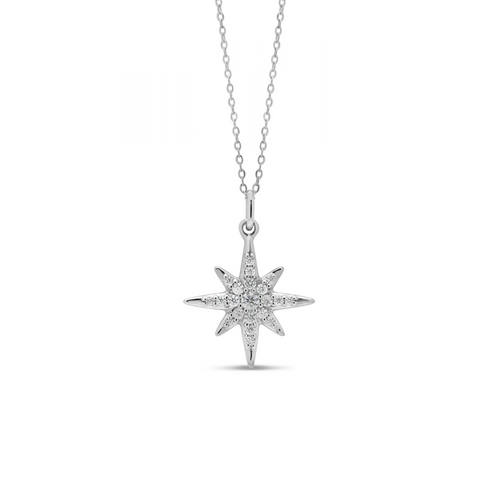 10kt White Gold Diamond North Star Pendant