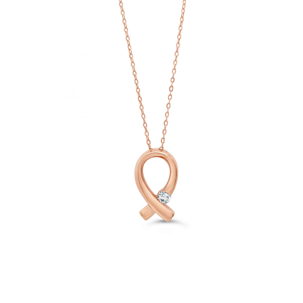 10kt Rose Gold Diamond Ribbon Pendant