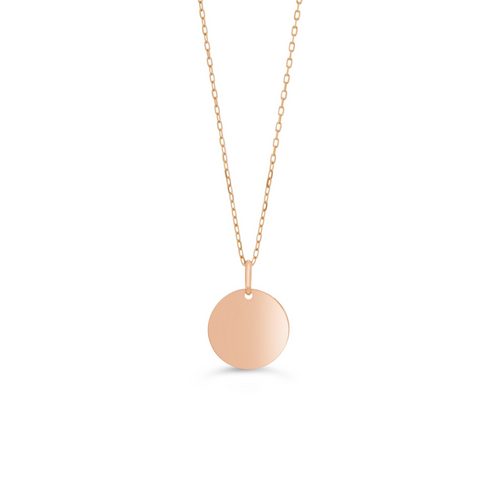 10kt Rose Gold Round Engravable Plate Pendant 15mm